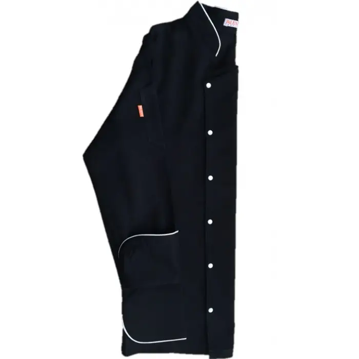 Erkek Aşçı Ceket Likralı 01 - Siyah Beyaz Biye