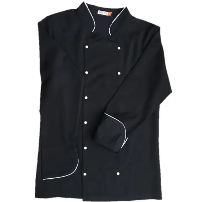 Erkek Aşçı Ceket Likralı 01 - Siyah Beyaz Biye