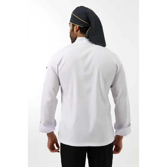 Erkek Likralı Aşçı Ceket - 6401 Beyaz Soft