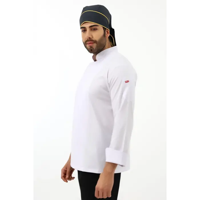 Erkek Likralı Aşçı Ceket - 6401 Beyaz Soft