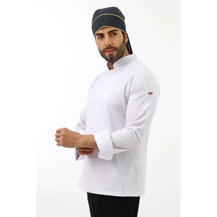 Erkek Likralı Aşçı Ceket - 6401 Beyaz Soft