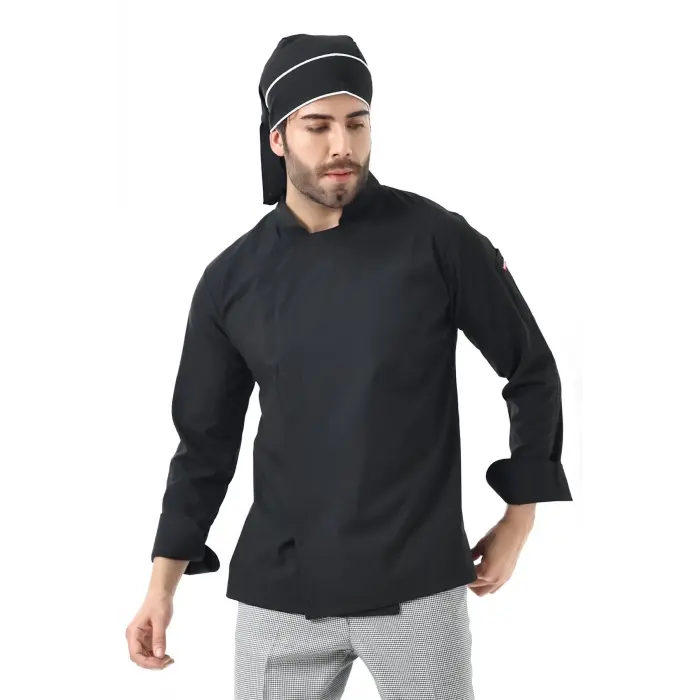 Erkek Likralı Aşçı Ceket - 6403 Siyah Soft