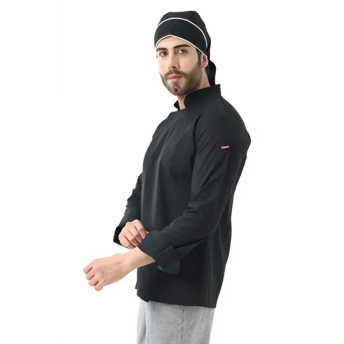 Erkek Likralı Aşçı Ceket - 6403 Siyah Soft