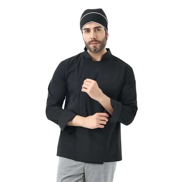 Erkek Likralı Aşçı Ceket - 6403 Siyah Soft