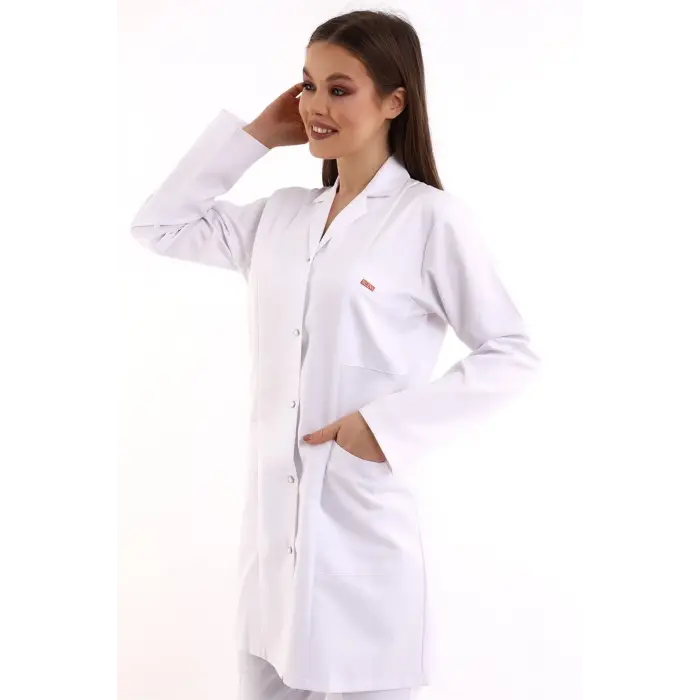 Kadın Araboy Ceket Yaka Gabardin Önlük - Beyaz