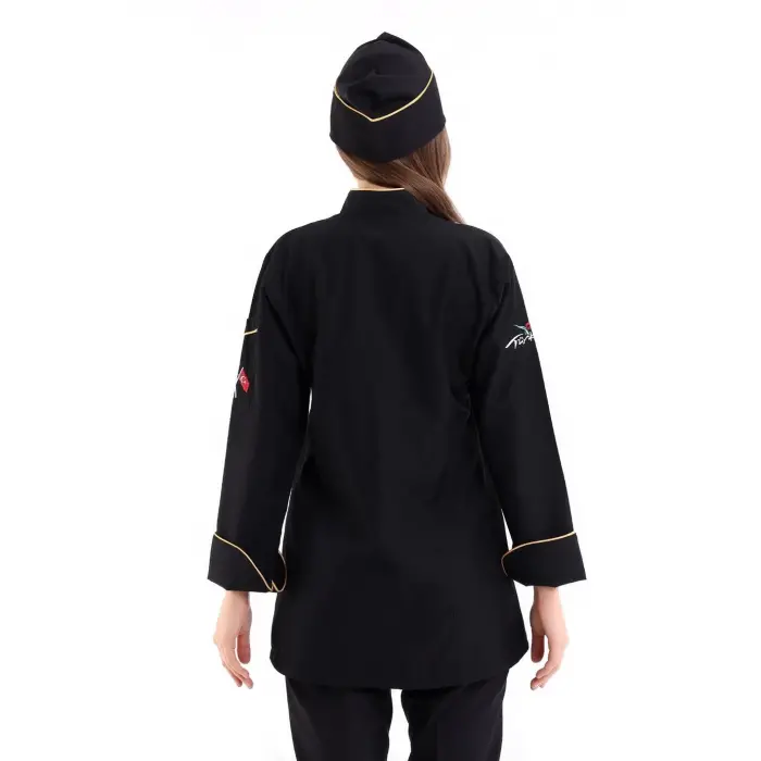 Kadın Aşçı Ceket 01 - Siyah-sarı Biye