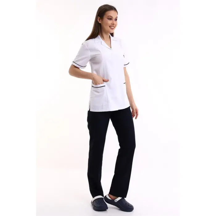 Kadın Ceket Yaka Fermuarlı Tek Üst - 171 Beyaz