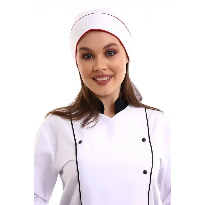 Kuyruklu Bone - Beyaz-kırmızı