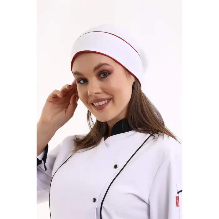 Kuyruklu Bone - Beyaz-kırmızı