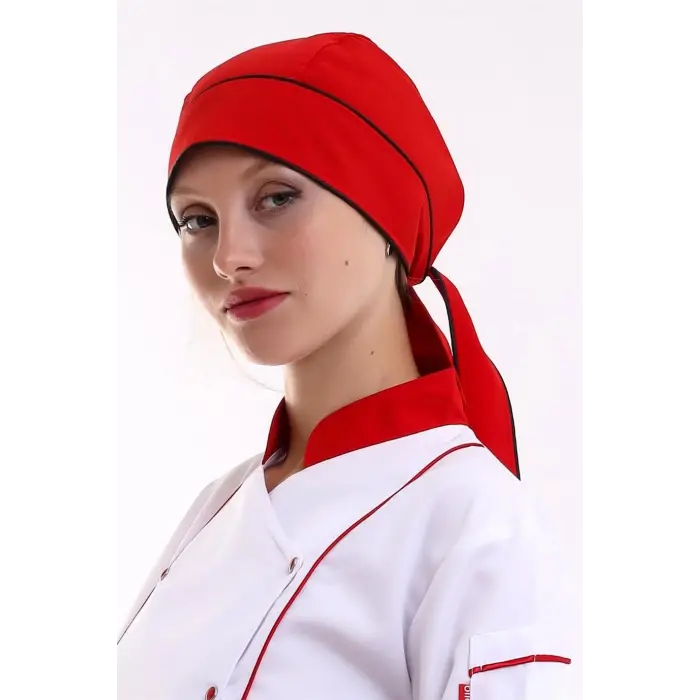 Kuyruklu Bone - Kırmızı Siyah Biyeli