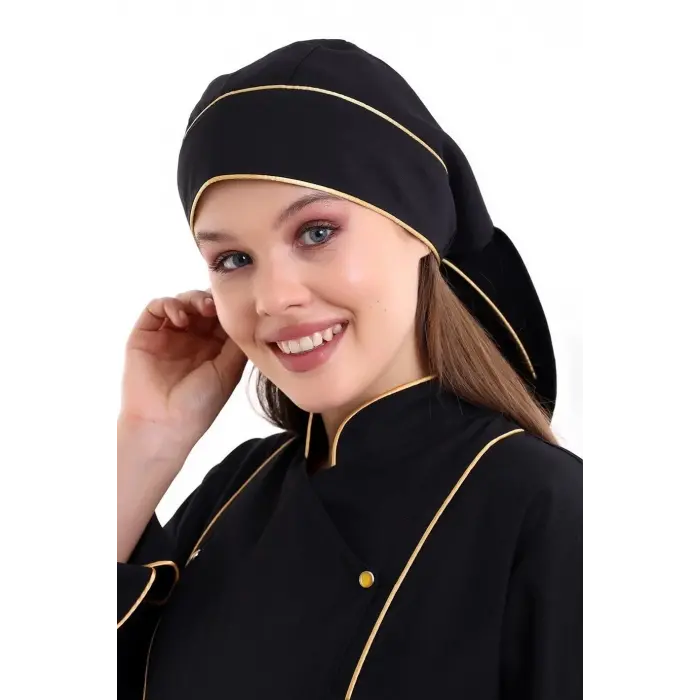 Kuyruklu Bone - Siyah-sarı Biye