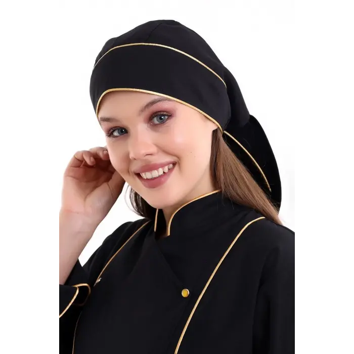 Kuyruklu Bone - Siyah-sarı Biye