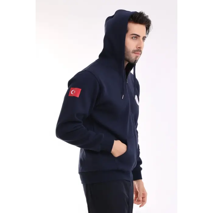 Paramedik Unisex Kapşonlu Hırka - Lacivert