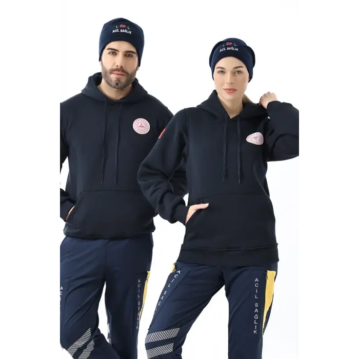 Paramedik Unisex Kapüşonlu Sweatshirt - Lacivert