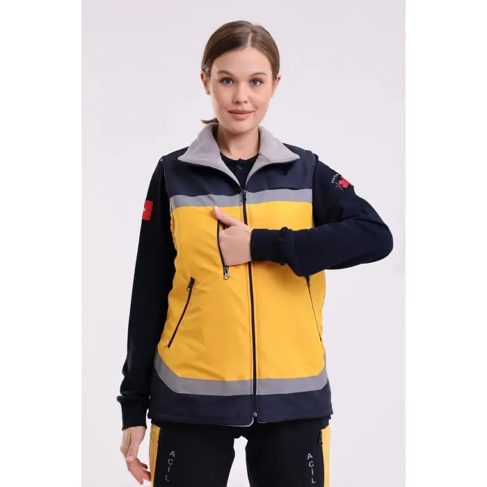 Paramedik Unisex Kışlık Yelek - Sarı