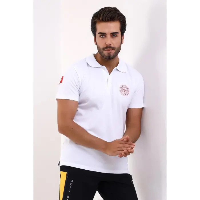 Paramedik Yakalı Unisex Tshirt Kısa Kol - Beyaz