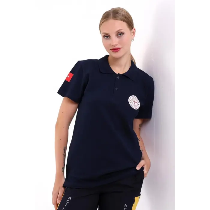 Paramedik Yakalı Unisex Tshirt Kısa Kol - Lacivert