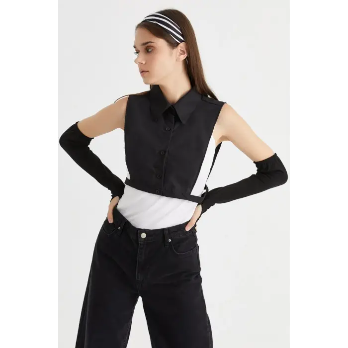 Parmak Detaylı Lastikli Kolluk - Siyah