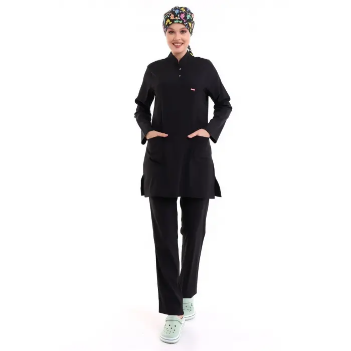 Soft Likralı Tesettür Forma Takım İki Çıtçıt - 6403 Siyah Soft