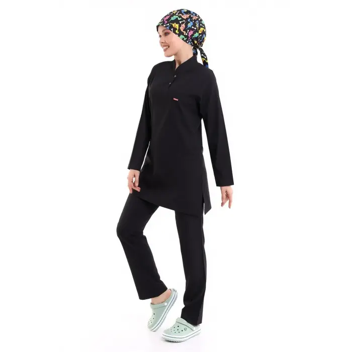 Soft Likralı Tesettür Forma Takım İki Çıtçıt - 6403 Siyah Soft