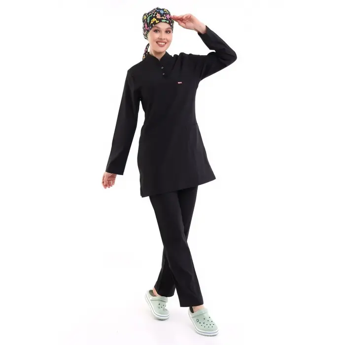 Soft Likralı Tesettür Forma Takım İki Çıtçıt - 6403 Siyah Soft