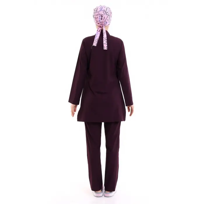 Soft Likralı Tesettür Forma Takım İki Çıtçıt - 6409 Mürdüm Soft