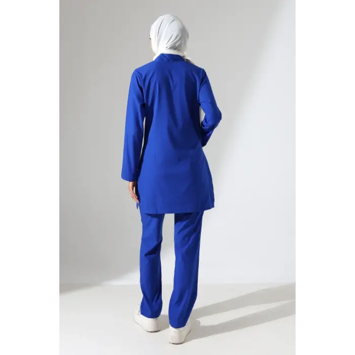 Soft Likralı Tesettür Forma Takım İki Çıtçıt - 6411 Saks Mavi