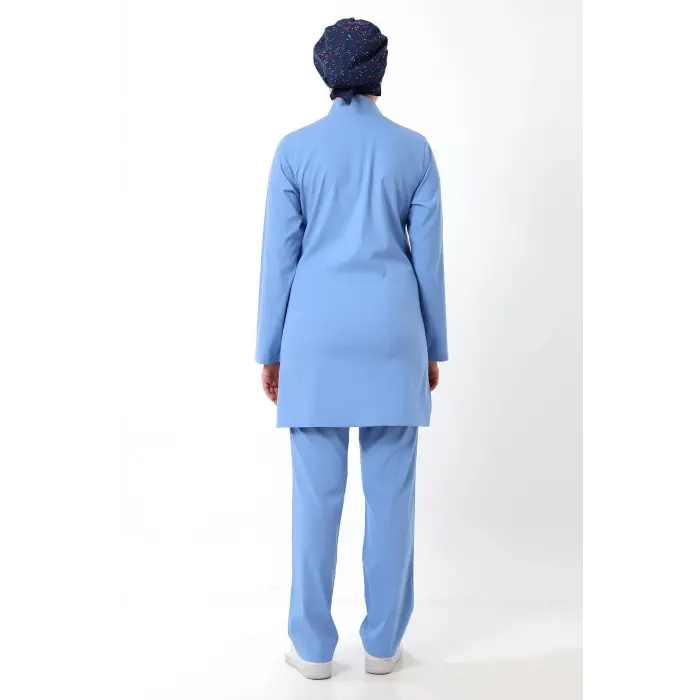 Soft Likralı Tesettür Forma Takım İki Çıtçıt - 6413 Açık Mavi