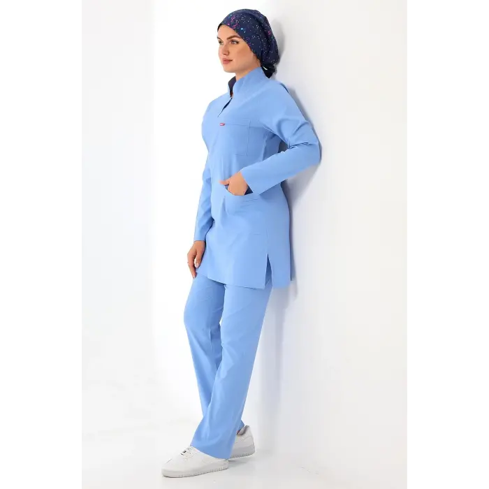 Soft Likralı Tesettür Forma Takım İki Çıtçıt - 6413 Açık Mavi