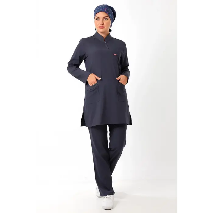 Soft Likralı Tesettür Forma Takım İki Çıtçıt - 6417 Füme