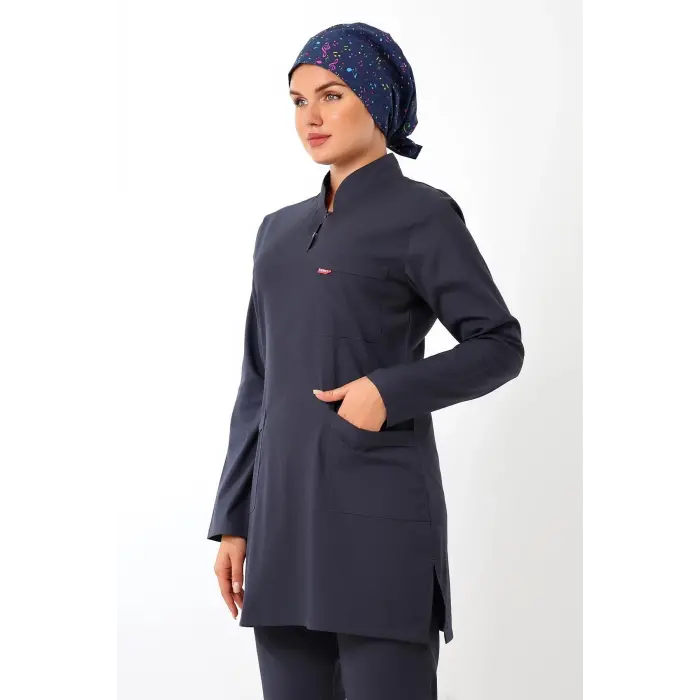 Soft Likralı Tesettür Forma Takım İki Çıtçıt - 6417 Füme