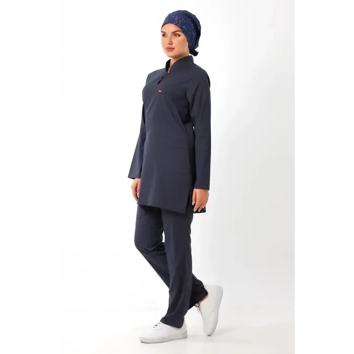 Soft Likralı Tesettür Forma Takım İki Çıtçıt - 6417 Füme