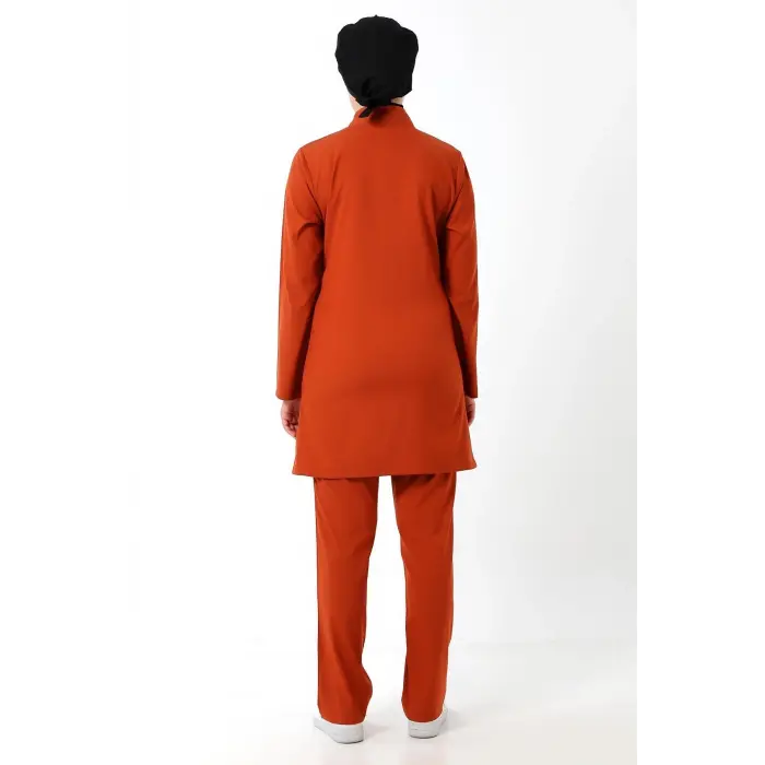 Soft Likralı Tesettür Forma Takım İki Çıtçıt - 6426 Kiremit