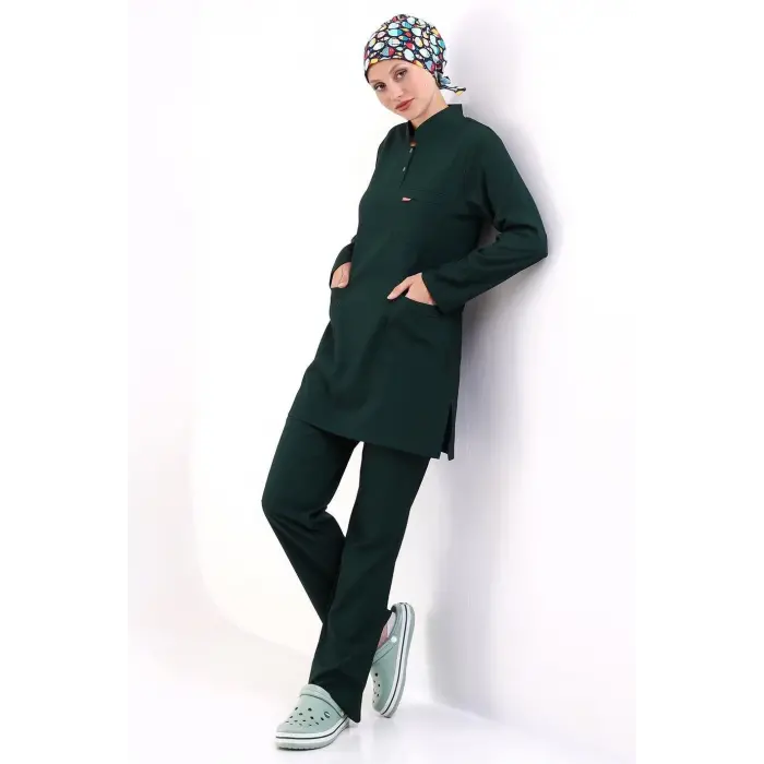 Soft Likralı Tesettür Forma Takım İki Çıtçıt 6429 Ördek Başı Yeşili