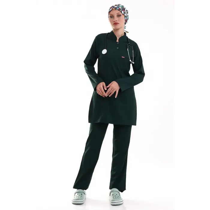 Soft Likralı Tesettür Forma Takım İki Çıtçıt 6429 Ördek Başı Yeşili