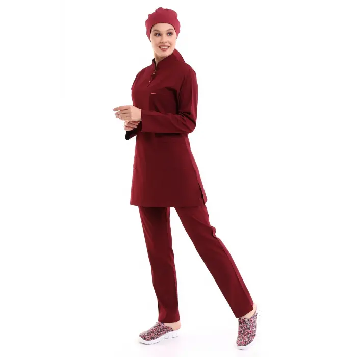 Soft Likralı Tesettür Forma Takım İki Çıtçıt Bıkıng Red