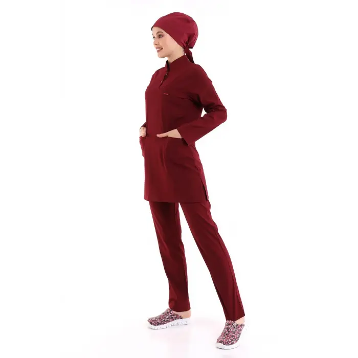 Soft Likralı Tesettür Forma Takım İki Çıtçıt Bıkıng Red