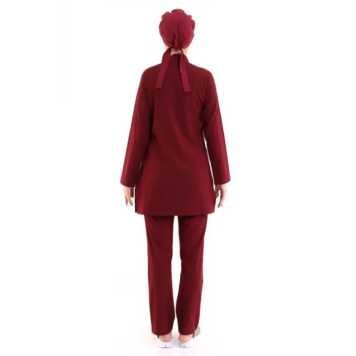 Soft Likralı Tesettür Forma Takım İki Çıtçıt Bıkıng Red