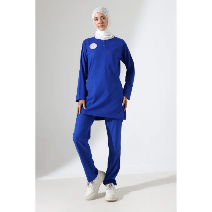 Soft Likralı Tesettür Forma Takım İki Çıtçıt Dazzlıng Blue