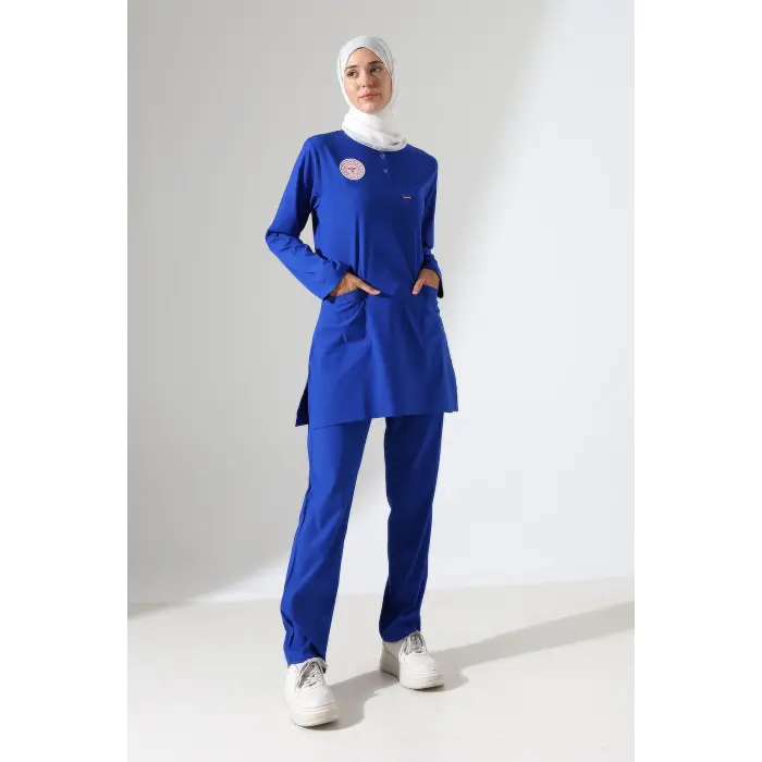 Soft Likralı Tesettür Forma Takım İki Çıtçıt Dazzlıng Blue