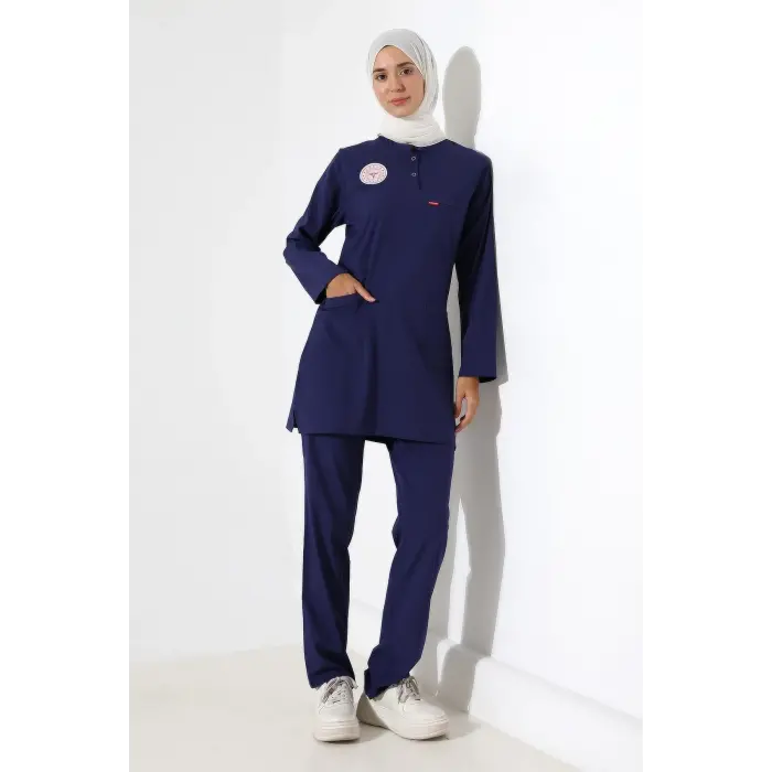 Soft Likralı Tesettür Forma Takım İki Çıtçıt Patroıt Blue