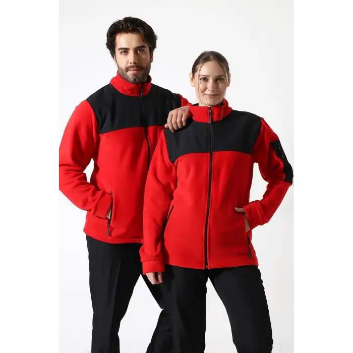 Soft Shell Robalı Unisex Polar Mont - Kırmızı Siyah