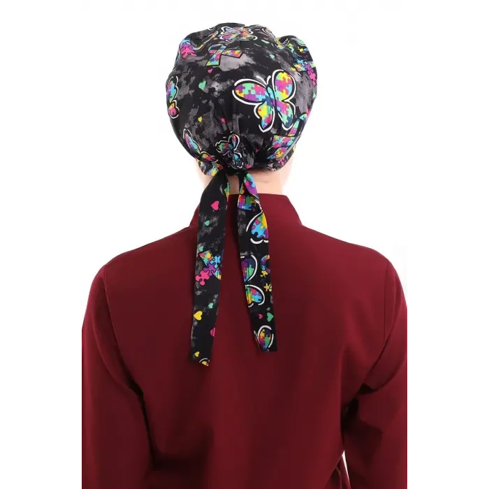 Tesettür Bone - 5007 Siyah Kelebek