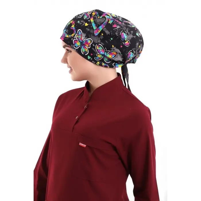 Tesettür Bone - 5007 Siyah Kelebek