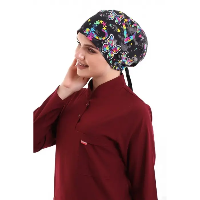 Tesettür Bone - 5007 Siyah Kelebek