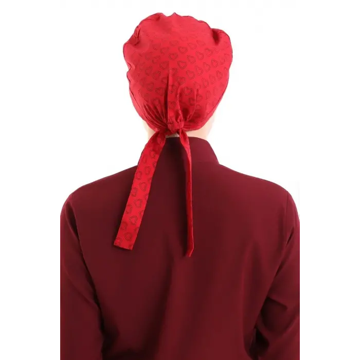 Tesettür Bone - 5308 Kırmızı Küçük Kalp