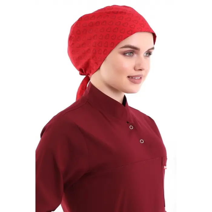 Tesettür Bone - 5308 Kırmızı Küçük Kalp