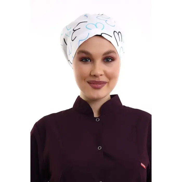 Tesettür Bone - 5313 Beyaz Çizgi