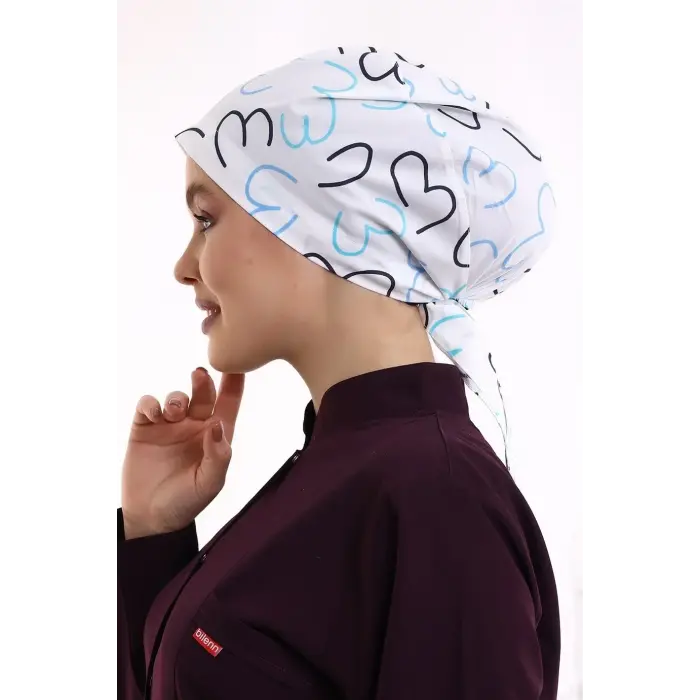 Tesettür Bone - 5313 Beyaz Çizgi