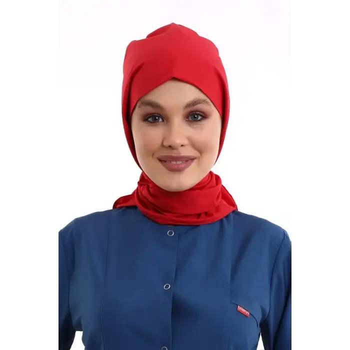 Tesettür Boyun Bağlamalı Bone - 115 Kırmızı